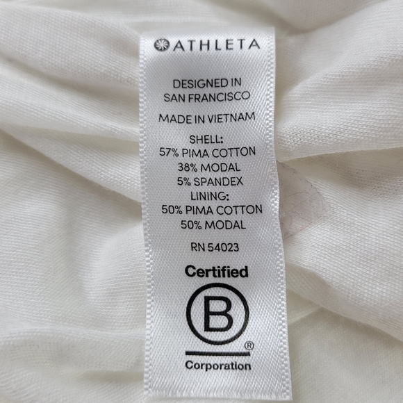 Athleta Wilder Long Sleeve Dress Size L White Ruching Tuck Detail Pullover New - Picture 6 of 11